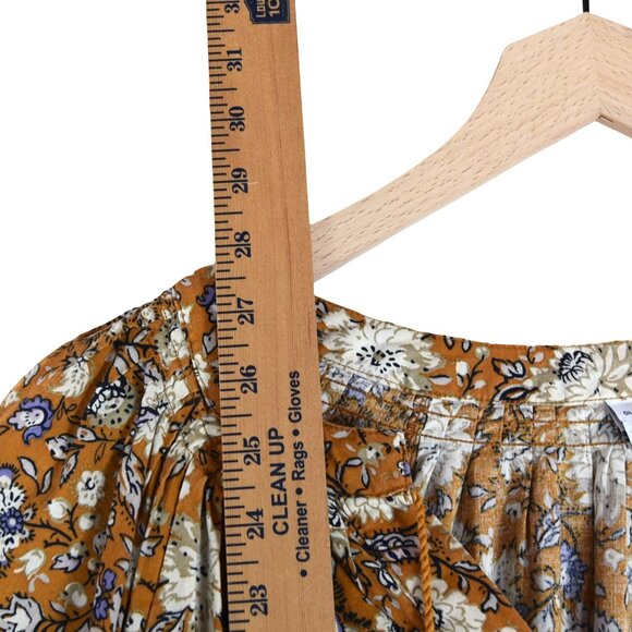 Old Navy Boho Floral Blouse L Rust Mustard Prairie Peasant Top - Picture 6 of 8